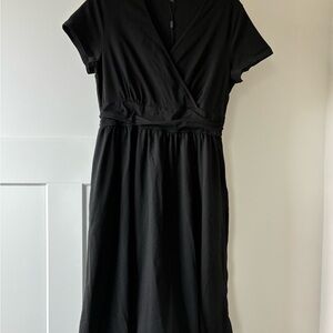 Casual Black V Neck Dress